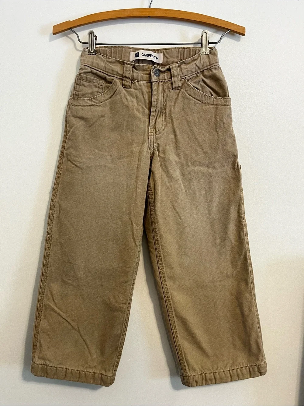 Gap Kids Carpenter Pants Cotton Heavy Weight Lined Utility Khaki Tan Boys 6